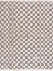 Kieu Taupe Checkered Plush Rug
