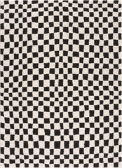 Lajos Black & White Checkered Plush Rug