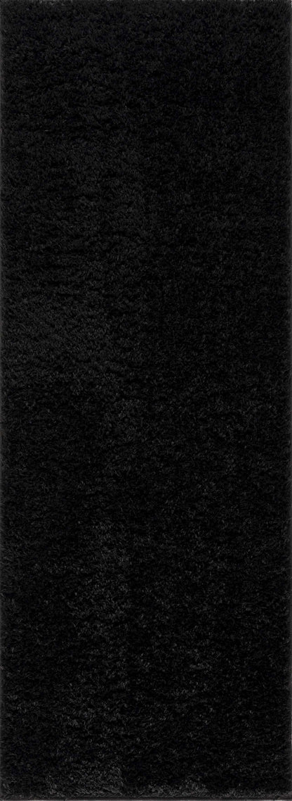 Faina Solid Black Shag Washable Area Rug - Clearance