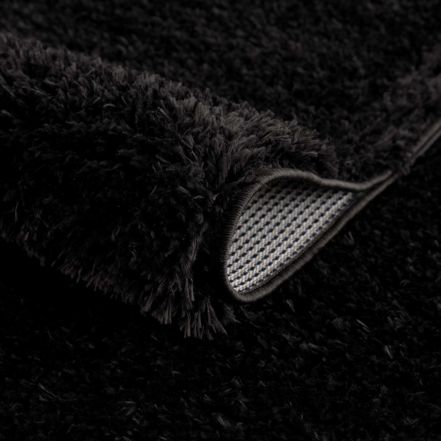 Faina Solid Black Shag Washable Area Rug - Clearance