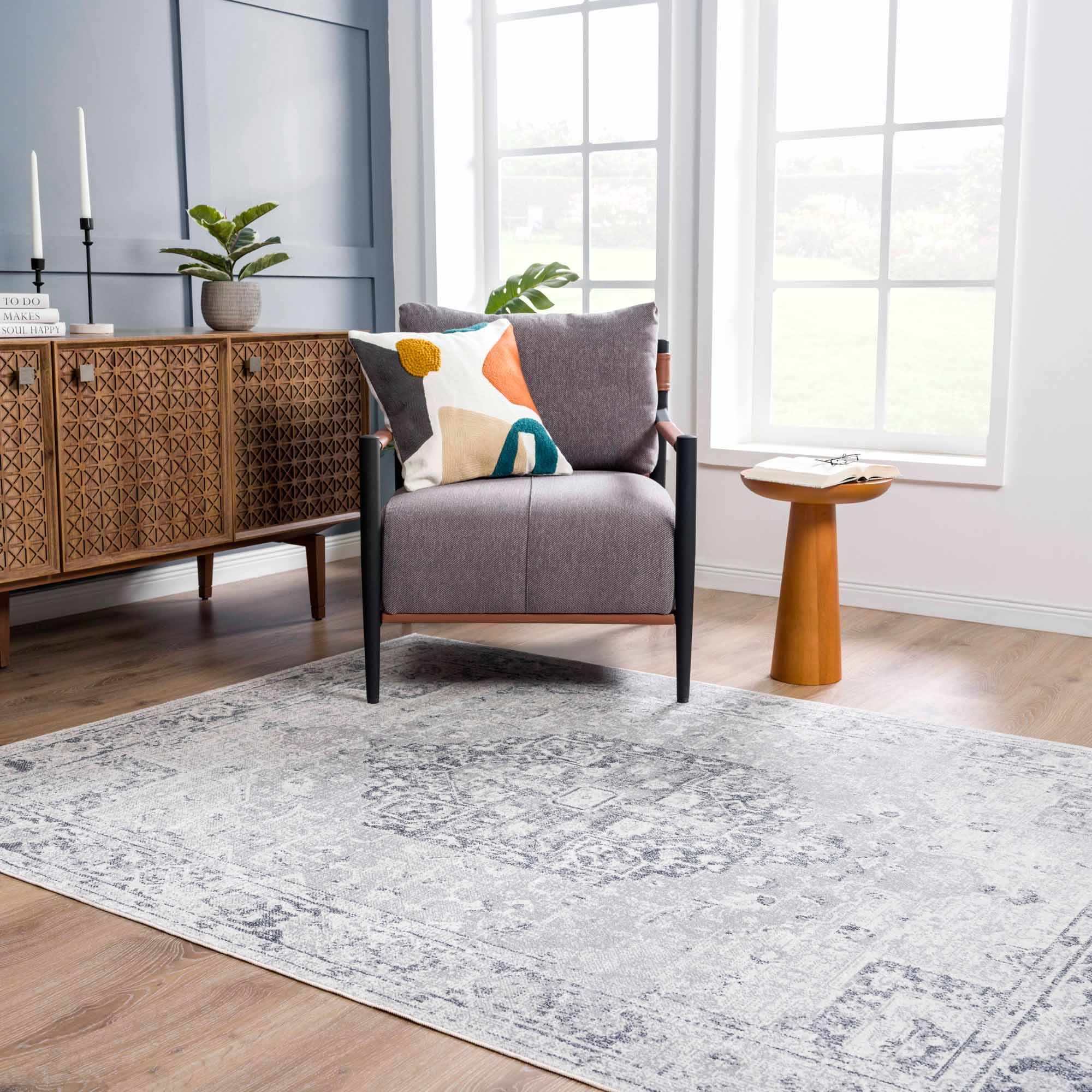 Akram Antrasit Flat Pile Washable Rug – Lumberjack Direct, LLC