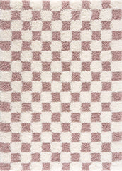 Atira Pink Checkered Shag Rug
