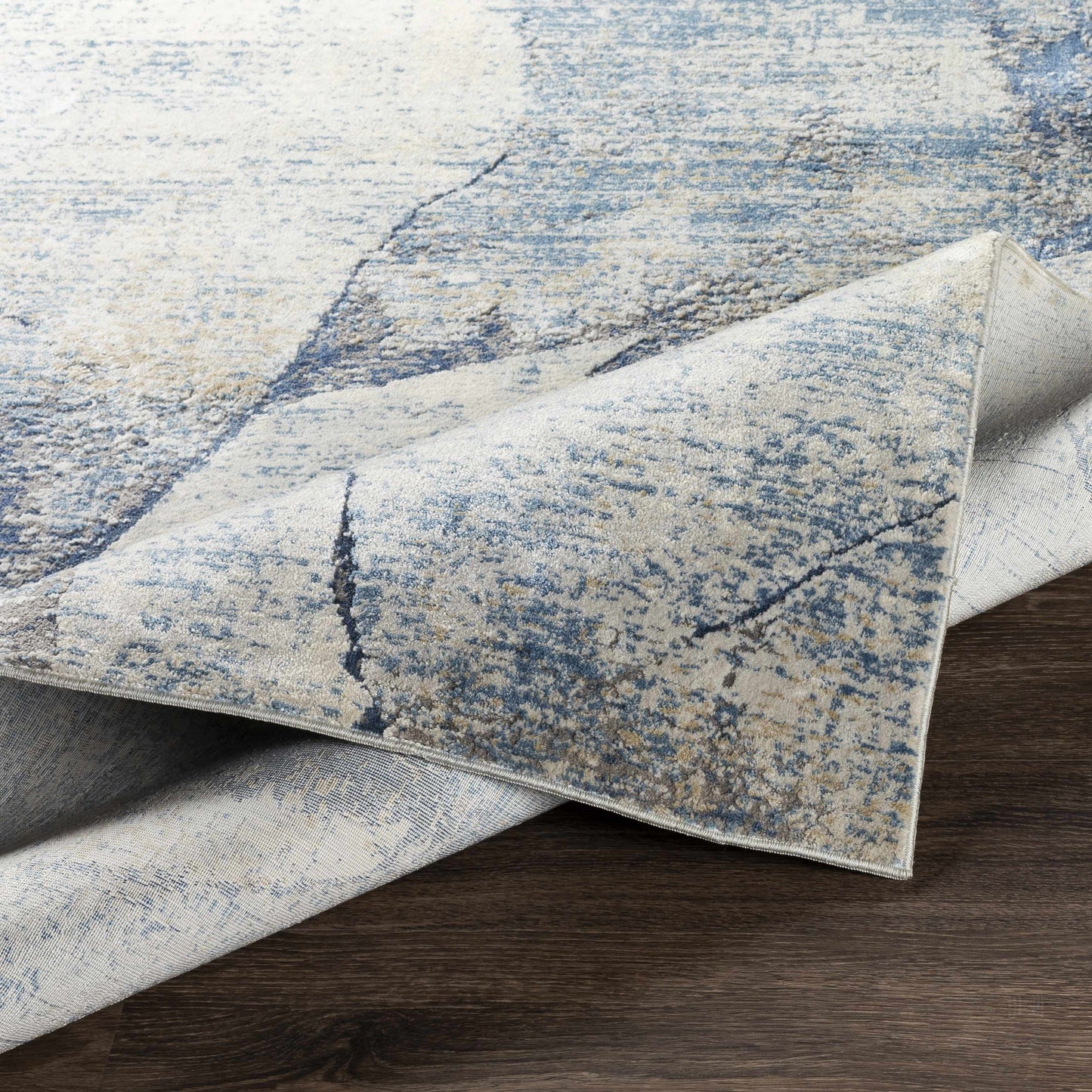 Creighton Blue Marble Textured Luxe Rug