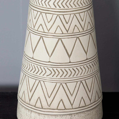 Tan and Cream Resin Lamp with White Linen Table Lamp
